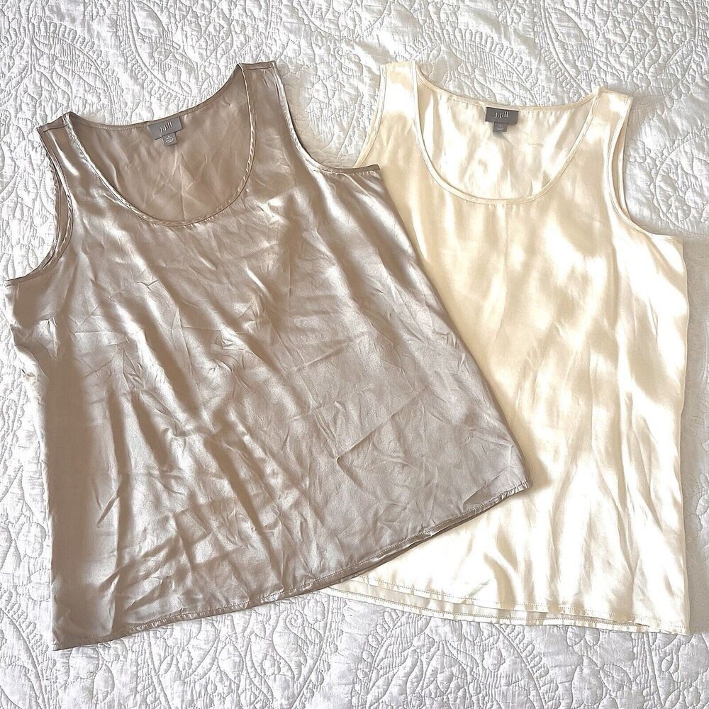 2  J. Jill W Camisole Small Silk Champagne/Beige Capsule Layer Career Shell